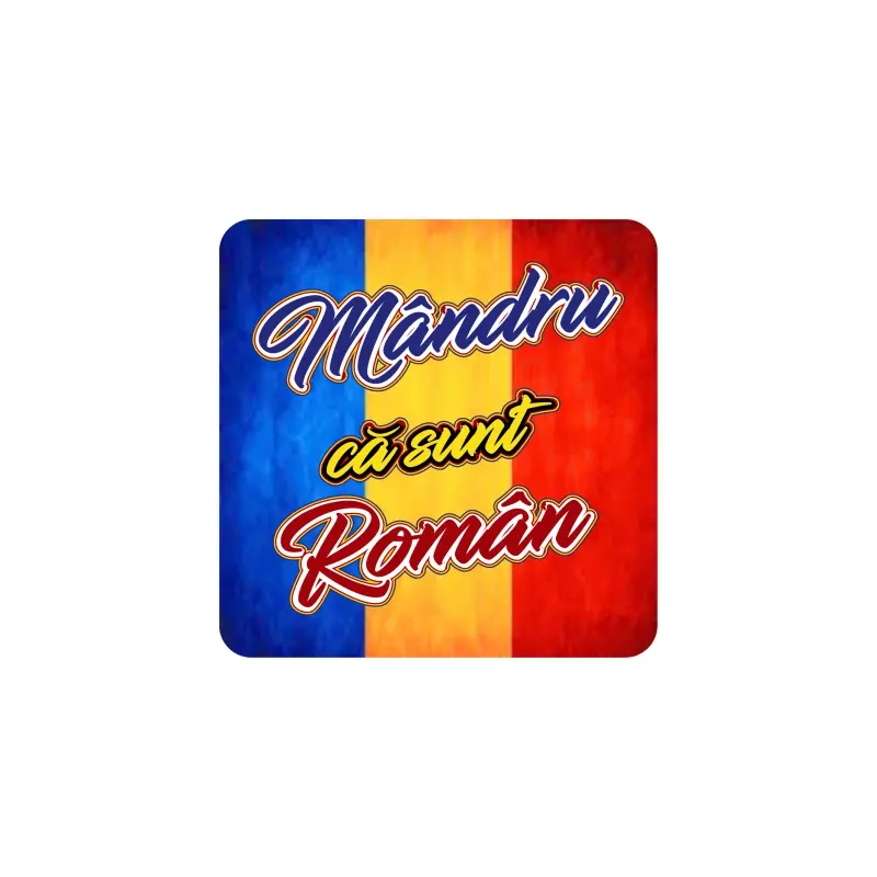 Mandru ca sunt roman, suport coster din lemn, model 014